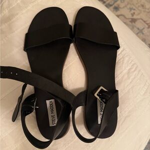 Steve Madden Black Ankle-Strap Slide Sandals